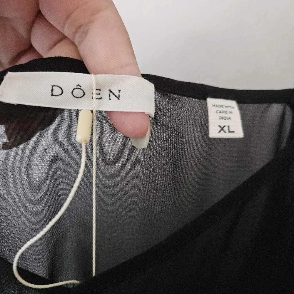 Doen Black Long Deep V Neck Slip Dress NWT - Picture 8 of 10